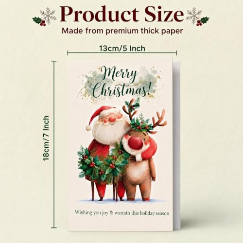 Haveself Christmas Card Santa & Rudolph Reindeer Holiday Card 5 * 7 Inch - image 5