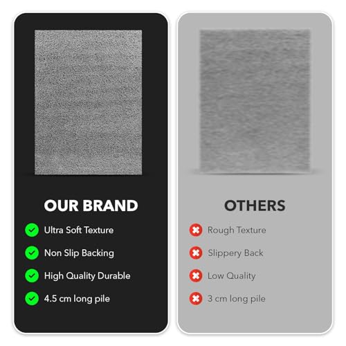 PHP Shaggy Rugs for Indoor - Super Soft Fluffy Thick Pile Non-Shedding Large Area Rug for Bedroom Living Room Tv Lounge Kitchen Carpet Mats (Dark Grey, 200cm x 290cm (6ft 8" x 9ft 7")) - Image 4