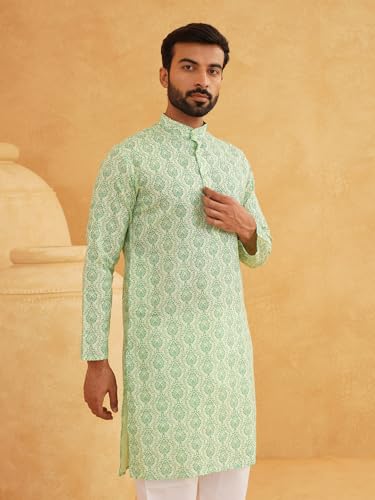 Image of SOJANYA Men's Cotton Blend Kurta with Ethnic Motifs Print