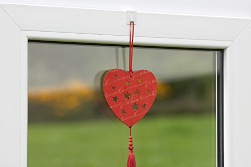 Metafranc Fensterhaken - 3 Stück - weiß - Aus Stahl - Zum Einhängen in Türen & Fenster bis 17 mm - Ohne Kleben & Bohren / Türhaken für Dekoration & Gardinen / Dekohaken / Fensterclip / 213761