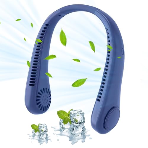 DSLIHA Tragbarer Hals-Ventilator, wiederaufladbar, tragbar, hängender blattloser Ventilator mit 3 Geschwindigkeiten, 360° Kühlung, persönlicher Ventilator für Männer, Frauen, Kinder, Zuhause, Outdoor