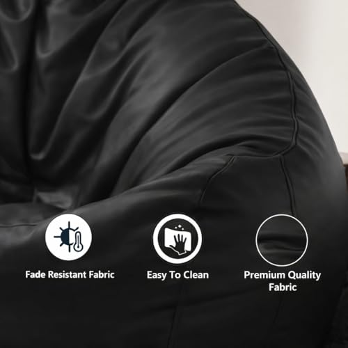 Image of Mansu 4XL Bean Bag Cover with Footrest & Cushion (Without Beans) (4XL) (Black)