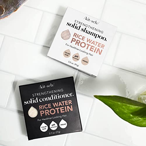 Kitsch Rice Bar Shampoo And Conditioner Bar For Hair Growth | Rice Shampoo Bar & Conditioner Bar For Strengthening, Cleansing & Moisturizing | Vegan Rice Water Shampoo Bar & Conditioner Soap, 2Pc Set #TOP7