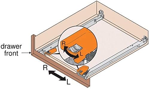 Diagram showing drawer with locking devices engaged in slides