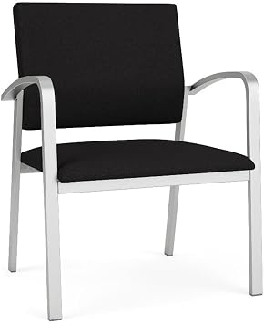 Newport Reception Waiting 18.5" Steel Guest Chair/Silver Steel/Black