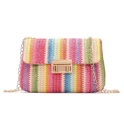 Colorful Rainbow Straw Bag for Women, Style 1 by MYSNKU - Used condition - US$17.01