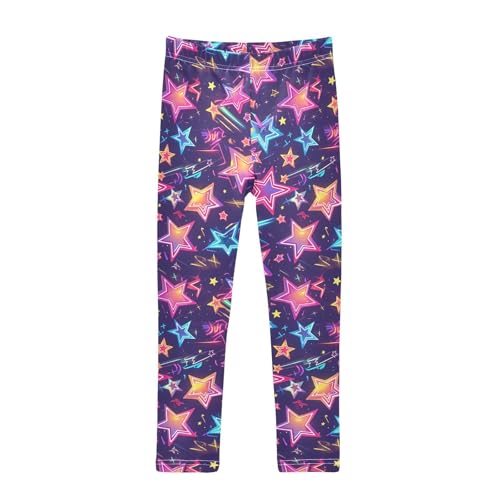 Stars Neon Colorful Fashion Kids Baby Girls Cotton Pants Fashion Full Length Lounge Pants Gym