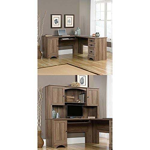 Sauder 417586 Harbor View Corner Computer Desk A2, Salt Oak & Sauder 417587 Harbor View Salt Oak Hutch (Only) #TOP15