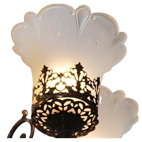 Image of SUANI Premium 5 Glass Lamp Colonial Antique Design Chandelier| Jhoomer for Home| Jhumar for Living Area| 40 Watt for Home and Decoration (Black and White) (Bulb Not Included)