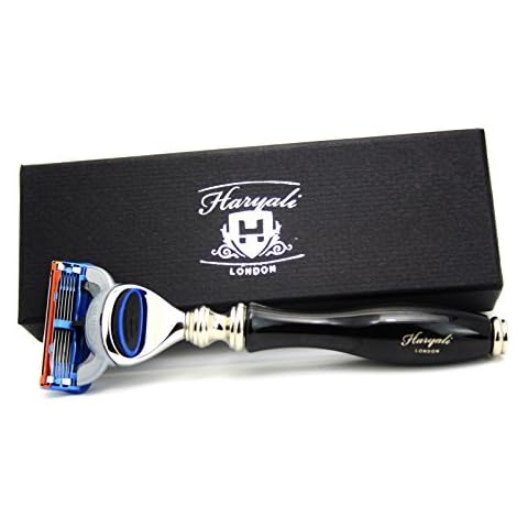 Haryali London 5 Edge Shaving Razor With Black Handle Beard and Mustache Safety Razor For Mens Perfect Shave Cover