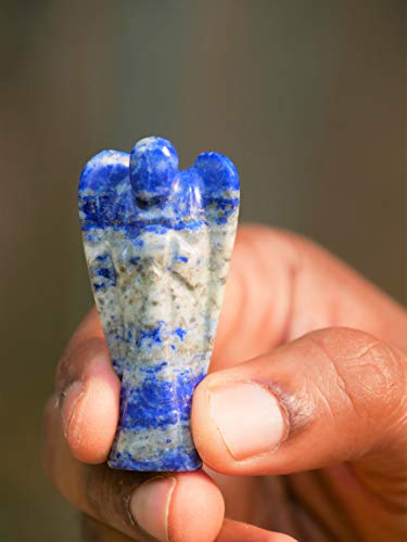 Lapis Lazuli Gemstone Pocket Angel Healing Figurine, Hand Carved Guardian Angel - Crystals For Positive Energy, Handmade Mini Statue For Love, Peace & Healing, Natural Gemstone Healing Figurine #TOP3