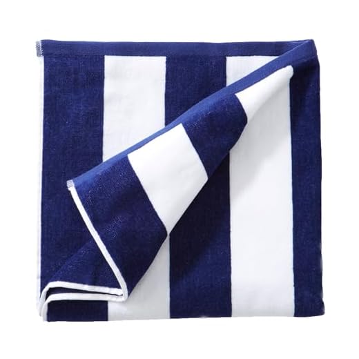 Blue and White Oversized Beach Towel - XL Cabana Striped Beach Towels for Adults and Cute Pool Towels Oversized - Lightweight Extra Large Beach Towel and Navy Quick Dry Beach Towel with 100% Cotton