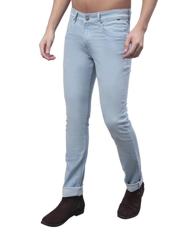 Image of Cantabil Men Blue Cotton Regular Fit Casual Jeans (P MDNM00331 LIGHTMERCERISED)