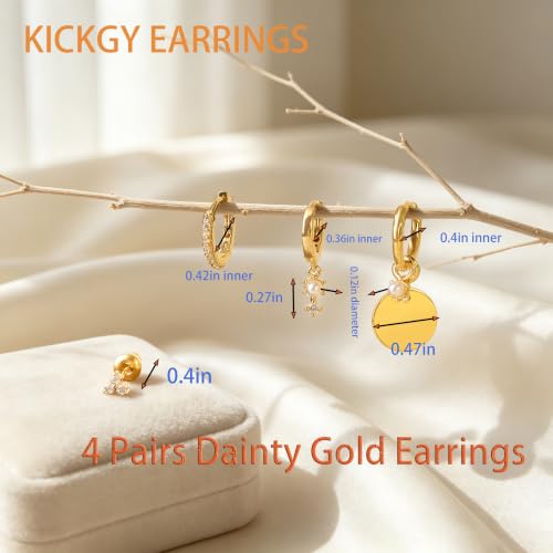 Dainty Gold Earring Stack for Women trendy,Small Huggie Hoop Set by KICKGY - Used condition - Image 3