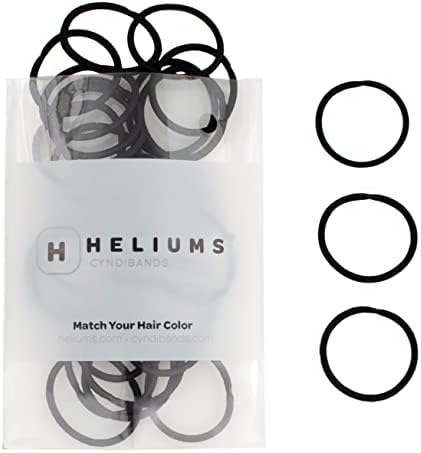 Heliums Small Hair Ties - Black - No Damage Mini 1 Inch Reusable 2mm Elastics for Thin Hair and Kids, Neutral Ponytail Holders - 48 Count