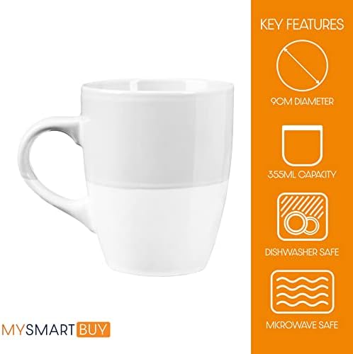 6 Piece Grey & White Dipped Glaze Mug Set  12oz/355ml Dishwasher & Microwave Safe Ceramic Stoneware Tea, Coffee & Hot Chocolate Mugs  Drinking Cups for Home & Office