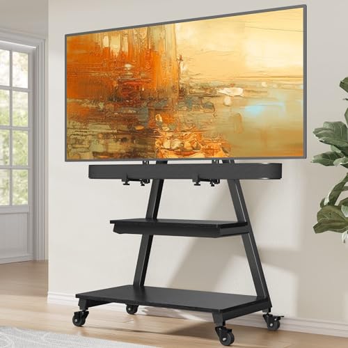 Perlegear PGFS08 Mobile Tv Stand With Soundbar Mount, Rolling Floor Tv Stand With Wheels thumb #7