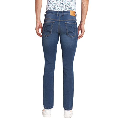 Image of Colorplus Men's Fitted Cotton Jeans (CJYT00506B5 Blue)