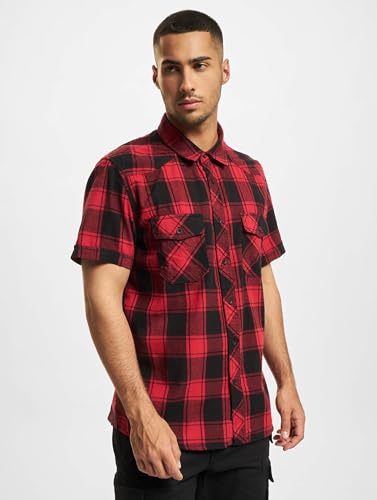 Brandit Check Shirt Short Sleeve, Uomo, Red/Black, 6XL - 3
