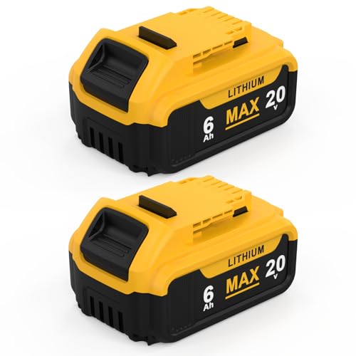 KIGWOF 6.0Ah Replacement for Dewalt 20V Max Battery with High Capacity Batteries Compatible with DCB200 DCB201 DCB203 DCB204 DCB206 for Cordless Power Tools 20 Volt Baterías (2 Pack)