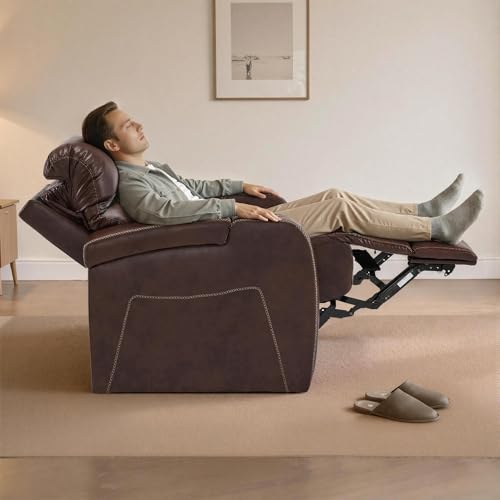 Sillón reclinable cuero sintético marrón claro miniatura 5