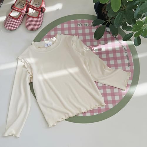 Toddler Girls Lettuce Trim Long Sleeve Tee Shirts Casual Blouse Tops with Ruffles4