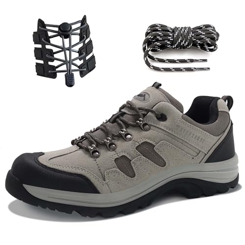 CC-Los Men's Waterproof Hiking Shoes Lace-Free Lightweight & Breathable No Tie Outdoor Work Walk...