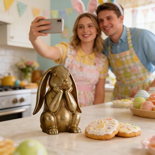 Statue de lapin en résine dorée pour décoration intérieure - 4