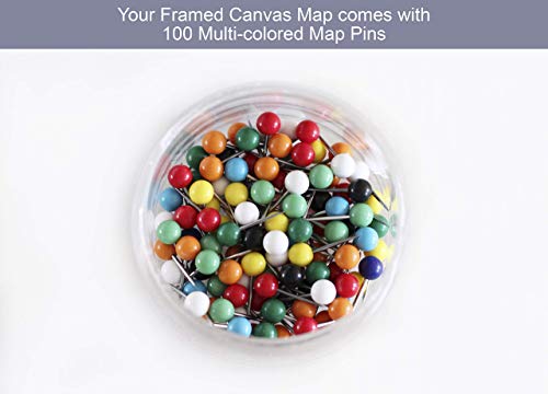 Usa Map For Kids | Push Pin Tracking Map Or Wall Map | Framed Map | Includes 100 Map Pins | Size: 24X16 Inch Map + Frame #TOP5
