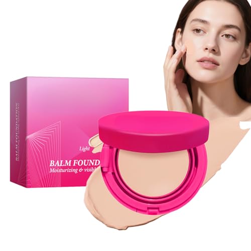 Peptide Bounce Balm Foundation, Medium Buildable Full Coverage Face Powder for Mature Skin, Age Defying Baked Foundation for Older Women, Moisturizing Creamy Balm for All Skin Types (Natural Finish)