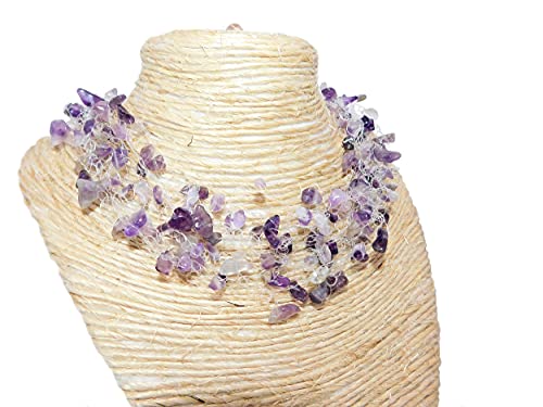 Handmade Multistrand Floating Chip Necklace Amethyst Multi-Strand Gemstone Choker Purple Gem Choker Formal Jewelry Gift #TOP3