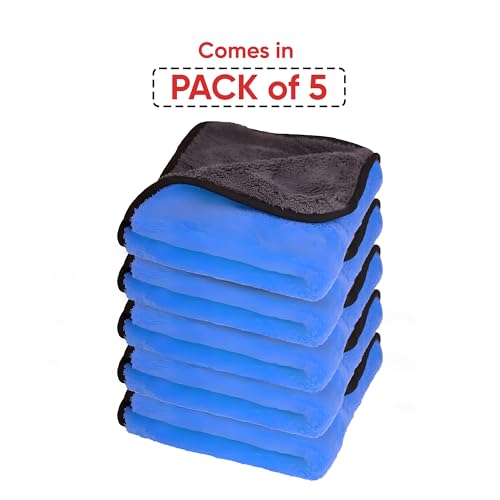 Image of Autofy Multipurpose Microfiber Cleaning Towel Cloth 800 GSM [**Pack of 5**] Highly Absorbent Dust Towels for All Vehicles Bikes Cars Glass Kitchens (40cm x 30cm Multicolour)