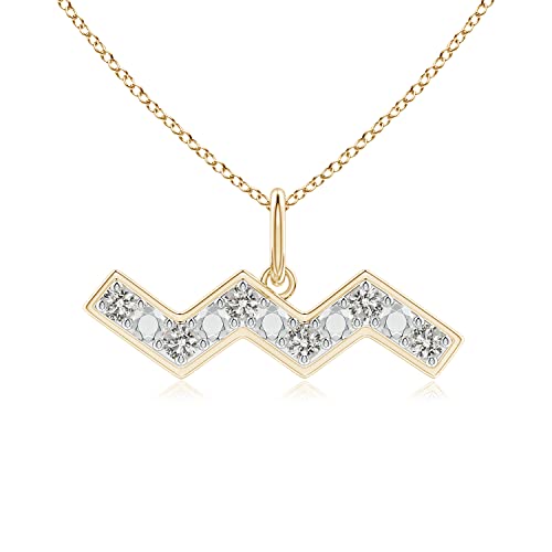 Angara Natural Diamond Aquarius Zodiac Pendant Necklace for Women In 14K Rose Gold(Color-K, Clarity-I3) |Astrology Jewelry Gift for her