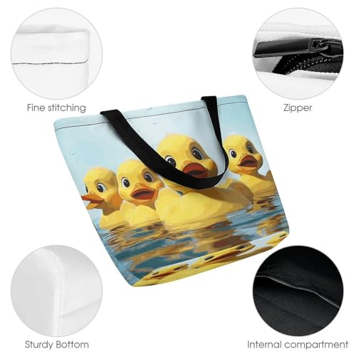 Tote Bag for Women Cute Yellow Rubber Ducky Printed Large Women Casual Shoulder Bag Reusable Shopping Handbag Grocery Bags for Work Travel3