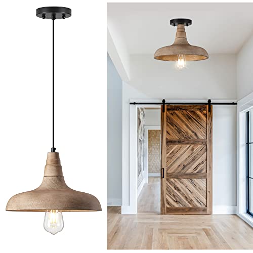 Wood Pendant Light For Kitchen Island, Farmhouse Pendant Lighting, Handmade Wooden Pendant Light Fixture, Adjustable Hanging Ceiling Light Fixtures For Dining Room, Living Room, Bedroom #TOP30