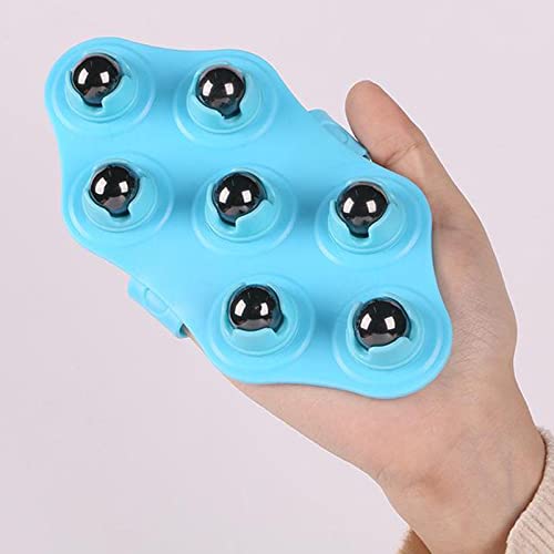 Dynwave 7 Ball Palm Shaped Lymphatic Hand Held Massager Deep Tissue Massage Pain Relief With Magnetic For Chest, Hamstrings, Full Body Care - Blue Magnetic #TOP4
