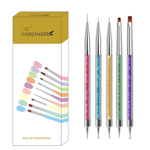 DAIXIANGER 5Pcs Dual End Nail Art Brush Set