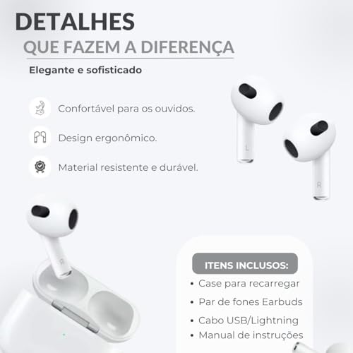 Fone De Ouvido Bluetooth, Fone Sem Fio, 5.3 Compatível Com IOS e Android, Headfone, Com Microfone e