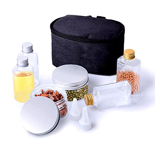 RoseFlower Pot d'assaisonnement Portable, Lot de 8 Pots À Épices avec Sac de Rangement - poivre, sel, Récipient à épices pour Voyage de Pique-nique au Barbecue en Camping en Plein Air