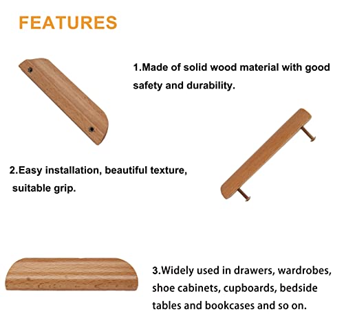 Binifimux 5” Wood Pulls, Wood Handles, Drawer Pulls, Wardrobe Pulls, 4-Pack, For Cabinet Door Cupboard #TOP2