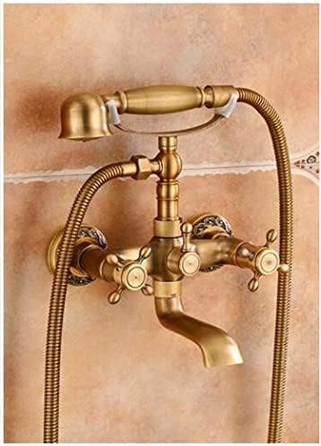 Shower Faucet Set Antique Bronze Wall Mounted Shower Suit Brass Water Mixer Support Rainfall Head(Bronze)