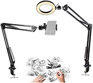 Phone Ring Light, 6'' Ring Light with 2 Suspension Arm Stand for Cell