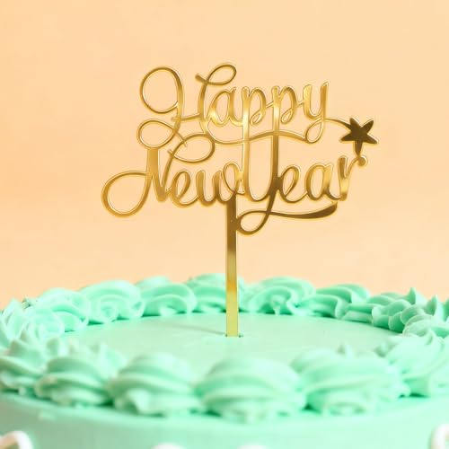 Happy New Year 2026 Cake Topper with Star