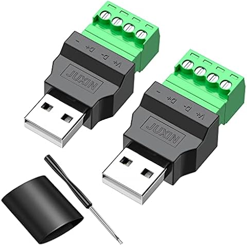 JUXINICE 2Packs Solderless Type-A Terminal Block Connector,Portable Pluggable Solderless Male Adapter,USB 2.0 Breakout Baord,Type A Repair Kit fo USB Cable Cover