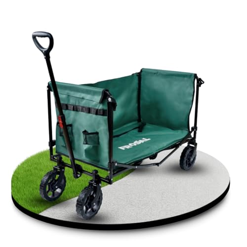 FROSAL Bollerwagen Bruno grün faltbar | Transportwagen für Hunde mit leichtem Einstieg