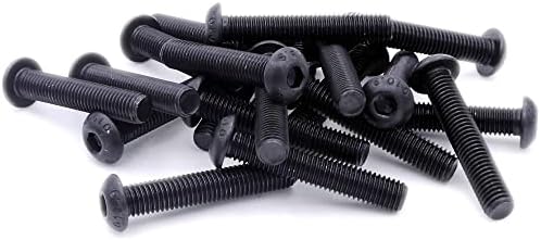 M6 (6mm x 20mm) Hex Socket Button Machine Screw (Bolt) - Black Steel (Pack of 20)