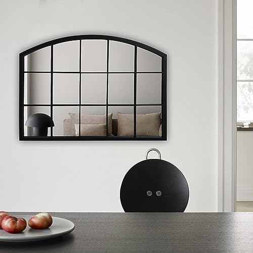 WAMIRRO Wide Window Pane Black Mirror,Farmhouse Arched Wall Mirror,Mantel Mirror for Fireplace/Entryway/Hallway/Living Room,33“X24” by WAMIRRO - Image 5