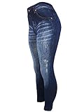CLOYA Women's Denim Print Seamless Full Leggings for All Seasons - One Size Fits Large & X-Large (Blue Denim)