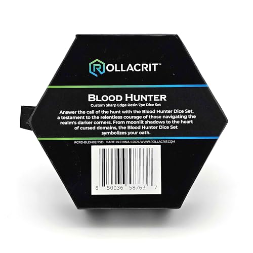 Rollacrit Sharp Edge Resin Dice Set, Blood Hunter - 7 Piece Custom RPG Polyhedral Dice by Rollacrit - Image 5