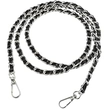 U+U Metal Chain Purse Straps Replacement Crossbody, 47" DIY Purse Chain Accessories, Crossbody Bag and Handbag Strap with Metal Buckles Black & Silver